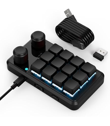 Amazon | マクロキーボード 左手デバイス 15キー 3回転ノブ付 3